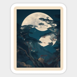 Japanese moon art Sticker